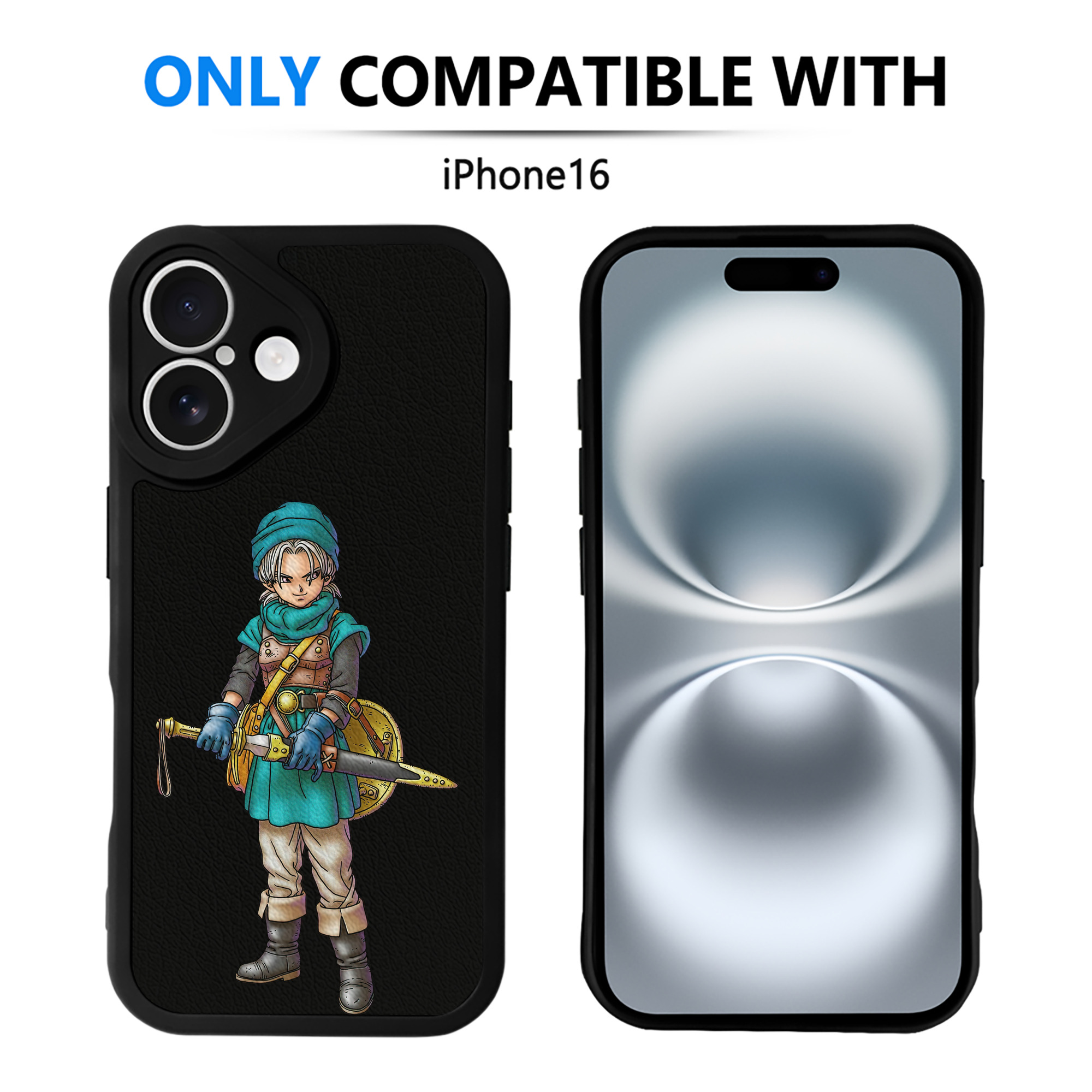 （画像用） ドラゴンクエスト Doragon Kuesuto Dragon Quest 【iPhone 16シリーズ対応】シリコンスマホケース（レザー調） 材質：シリコン